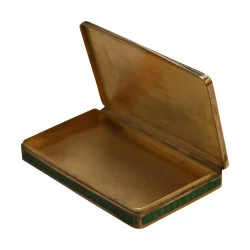 Green Geneva enamel box “Edelweiss”, 935 silver, …