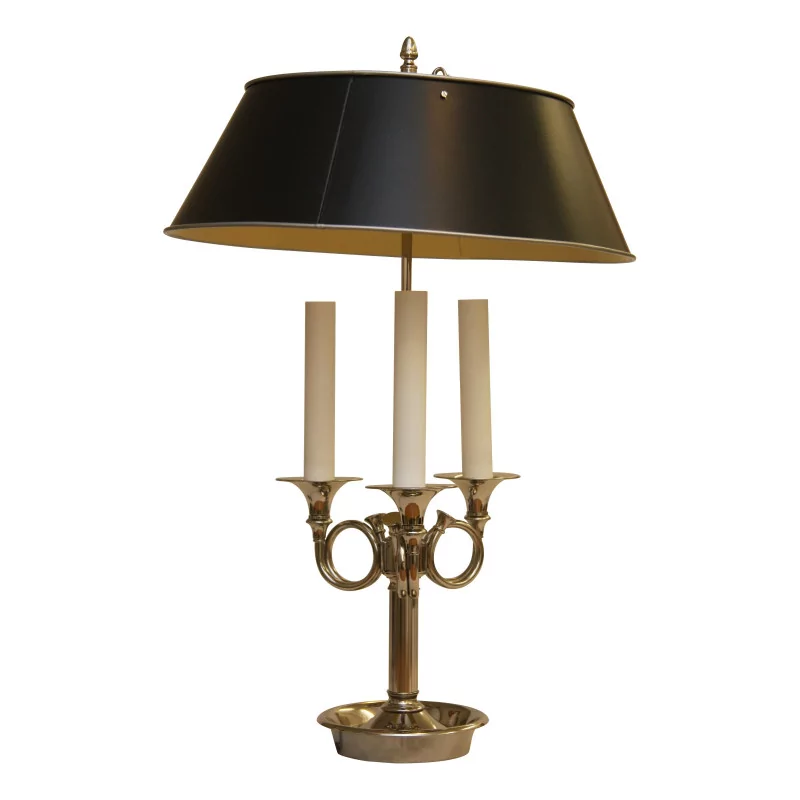 Lampe bouillotte Directoire 3 lumières en bronze nickel … - Moinat - Lampes de table