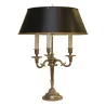 bouillotte lamp 3 lights in shiny nickel with lampshade … - Moinat - Table lamps