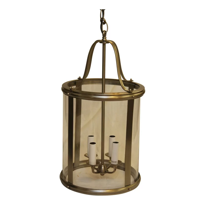 Round matt nickel patina lantern with 4 lights. - Moinat - Chandeliers, Ceiling lamps