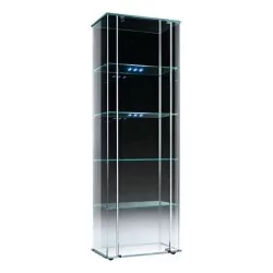 Vitrine en verre cintré, porte en verre avec serrure, 4 …