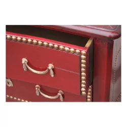 Transition style dresser in patinated red lacquered wood and …