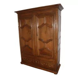路易十四橡木衣柜，模制，带 2 扇门和 2 ……