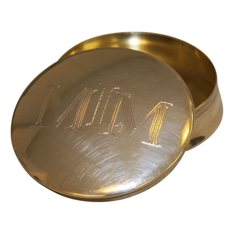 Petite boite ronde (à pillules) avec inscription sur le - Moinat - Argenterie