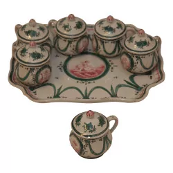 Coffee cream set in earthenware including: 1 tray and 6 …