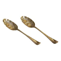 Pair of silver dessert spoons. (120gr) Probably …