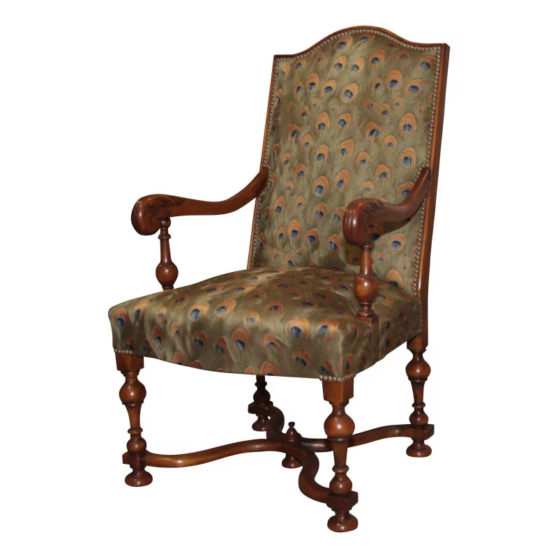 Louis XIII carved walnut armchair with baluster legs, … - Moinat - Armchairs