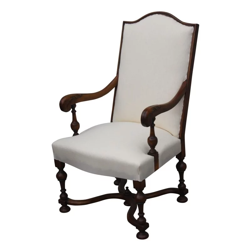 把路易十三雕花胡桃木扶手椅，带栏杆腿，…… - Moinat - 扶手椅