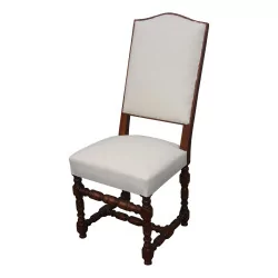 Louis XIII chair in carved walnut with baluster legs, …