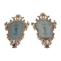 Pair of Venetian mirrors with candlesticks in the center