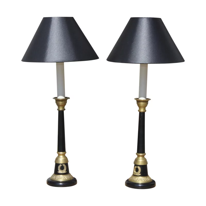 Paire de chandeliers de style Empire montés en lampes, en … - Moinat - Lampes de table