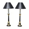 Pair of Empire style candlesticks mounted as lamps, in … - Moinat - Table lamps