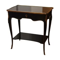 Table Dorival de style Louis XV en bois noir, dessus en bois …