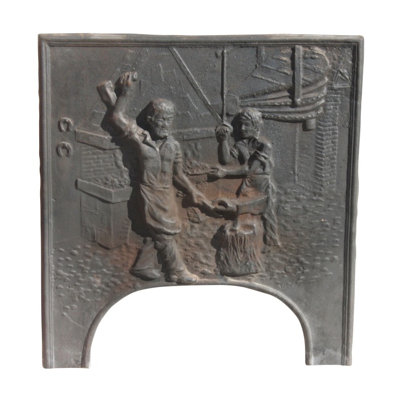 “Blacksmiths” cast iron fireback, beautiful … - Moinat - Fire plates “Blacksmiths” cast iron fireback, beautiful … - Moinat - Fire plates