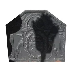 Plaque de cheminée “Louis le XIII°” en fonte, de belle …