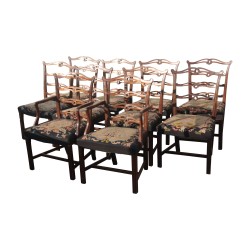 Set of 8 chairs and 2 Hepplewhite wooden armchairs …