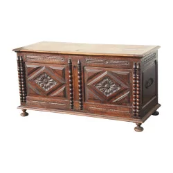 Louis XIII chest buffet in walnut wood, carved panels …