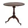 件路易十六时期的桃花心木台座桌，中央脚部刻有…… - Moinat - End tables, Bouillotte tables, 床头桌, Pedestal tables