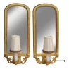 Pair of gilded wooden mirror sconces, entirely … - Moinat - Wall lights, Sconces