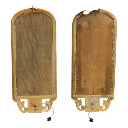 Paar Spiegelleuchter aus vergoldetem Holz, ganz …