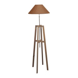 Lampadaire Sauterelle pied en bois patiné et avec abat-jour