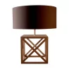 quadratische Lampe „Braque“ aus Naturholz mit Lampenschirm … - Moinat - Tischlampen