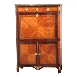 Louis XVI secretary in rosewood and violet, mounted on
