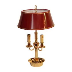 Bouillotte-Lampe mit 3 Lichtern mit farbigem Lampenschirm aus Pappe …