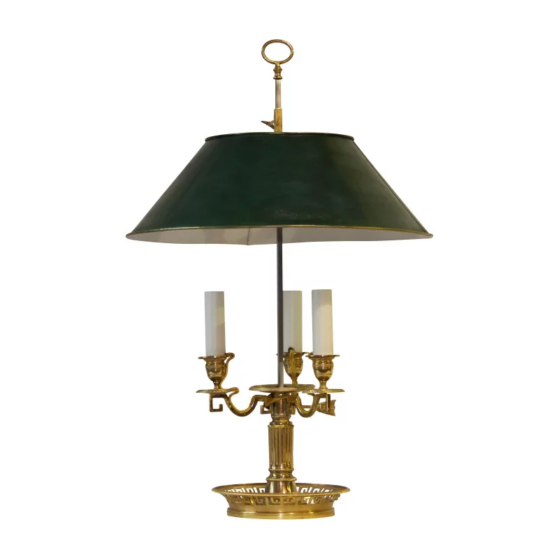 Lampe bouillotte ajourée avec motif “Grec” en bronze doré à 3 … - Moinat - Lampes de table