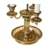 durchbrochene Bouillotte-Lampe mit „griechischem“ Motiv aus vergoldeter Bronze mit 3 … - Moinat - Tischlampen