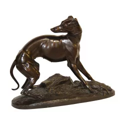Bronze \"Der Windhund mit dem Hasen\", signiert Jean-François-Théodore …