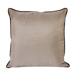Decorative cushion in gray satin with black fabric rib …