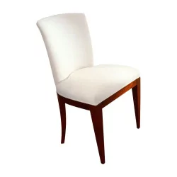 Stuhl aus Kirschholz mit gepolsterter Sitzfläche und Rückenlehne, bezogen mit …