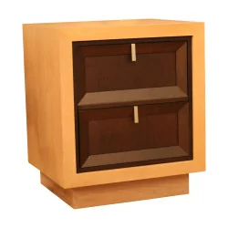 Modern bedside table in ceruse wood with 2 drawers.