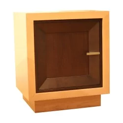 Modern bedside table in ceruse wood with 1 door.