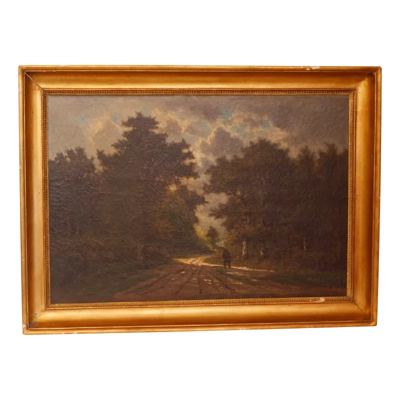 Tableau, huile sur toile “Promenade dans les sous-bois” signé … - Moinat - VE2022/1