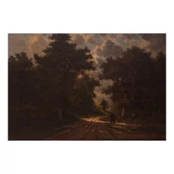 Gemälde, Öl auf Leinwand „Spaziergang im Unterholz“ signiert …