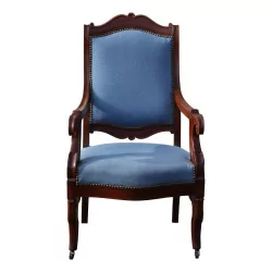 Charles X armchair in mahogany wood with back and seat