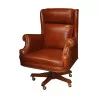 rotating office armchair in Havana leather with … - Moinat - Armchairs