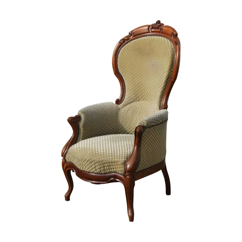 Hirtin Napoleon III mit hoher Rückenlehne, in Nussbaumholz und … - Moinat - Armlehnstühle, Sesseln