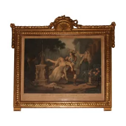 Série de 4 gravures représentant : Scène champêtre, Élégante,