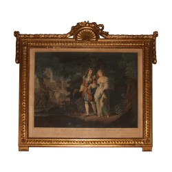 Série de 4 gravures représentant : Scène champêtre, Élégante,