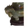 serpentine jade perfume burner with two handles and rings... - Moinat - Decorating accessories