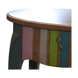 Oval cherry wood pedestal table with 1 drawer, “Montespan” model,