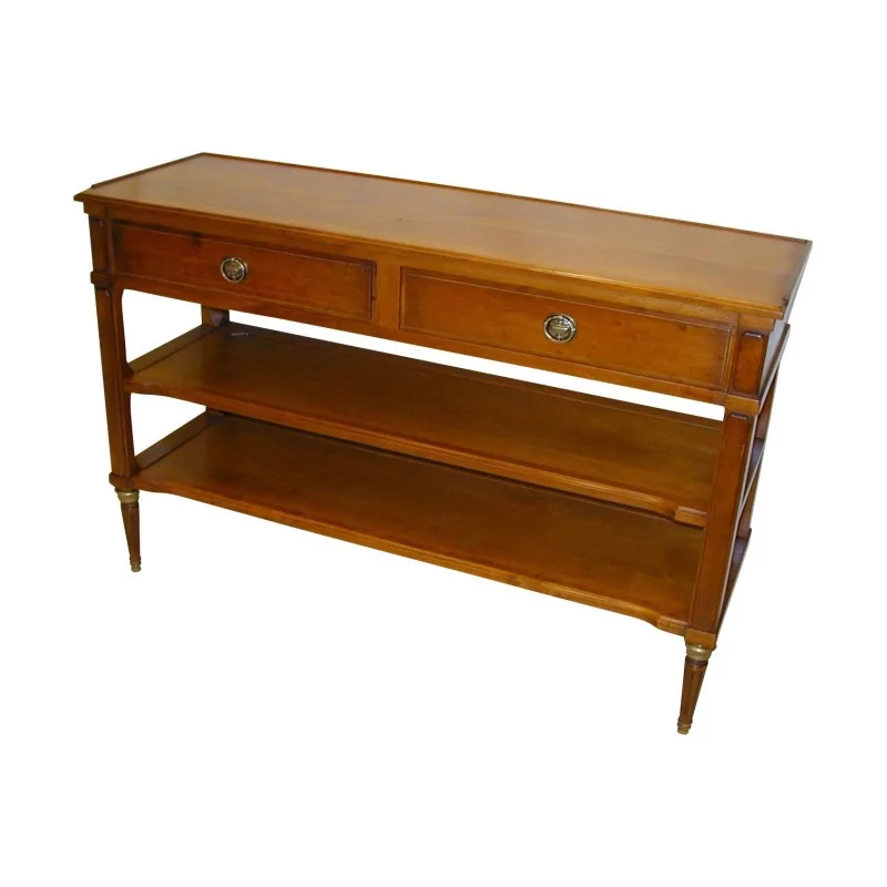Console en merisier massif avec 2 tiroirs et 2 tablettes. - Moinat - Consoles, Dessertes, Dos de canapé Console en merisier massif avec 2 tiroirs et 2 tablettes. - Moinat - Consoles, Dessertes, Dos de canapé