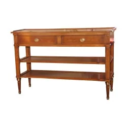 Console en merisier massif avec 2 tiroirs et 2 tablettes.