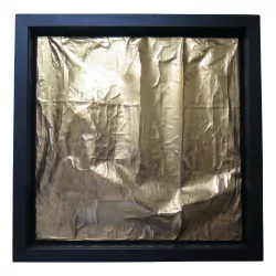 \"Square 1\" canvas painting gilded with 22.7 carat fine gold in
