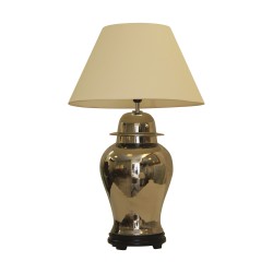 Tongling lamp in silver metal and cream lampshade style …
