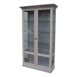 Showcase with 2 doors in matt bleached oak and silver interior, …