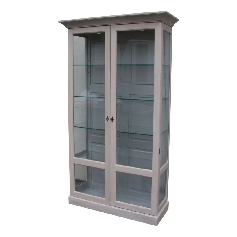 Showcase with 2 doors in matt bleached oak and silver interior, … - Moinat - Bookshelves, Bookcases, Curio cabinets, Vitrines